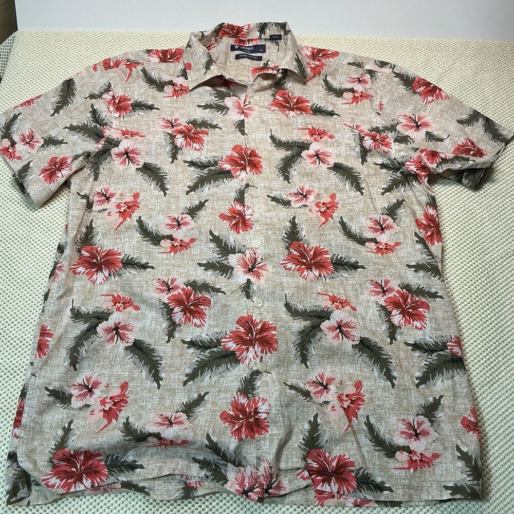 Daniel Cremieux Classics Hawaiian Shirt Mens L Supima Cotton Floral Short Sleeve